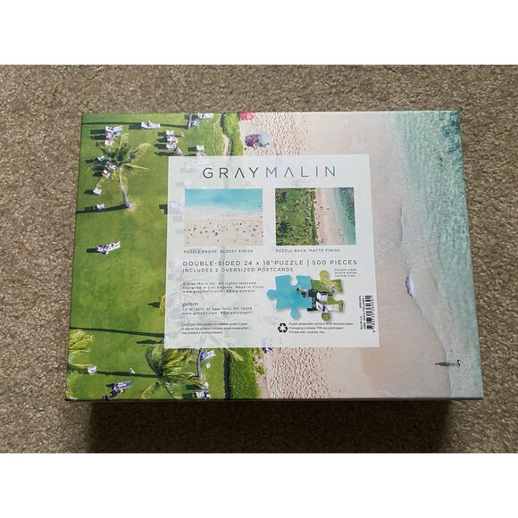 Galison Gray Malin Double Sided Puzzle 500 Pieces Beach Scene *Complete* - Picture 2 of 12
